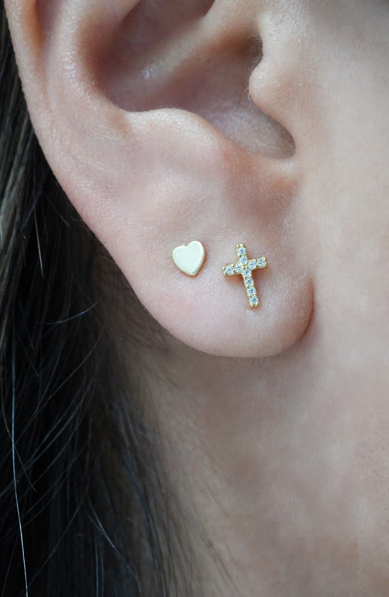 Argento Vivo Sterling Silver Set of 3 Stud Earrings, Alternate, color, Gold