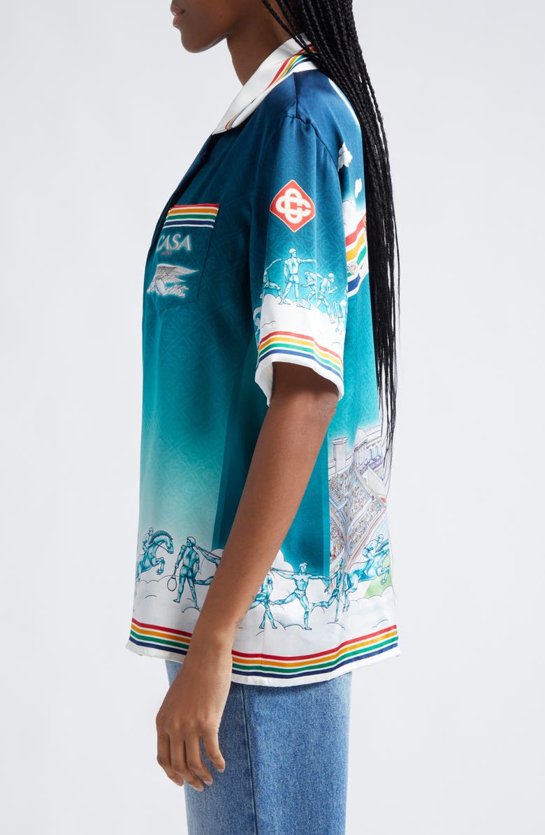 Casablanca La Déesse du Stade Silk Camp Shirt, Alternate, color, 