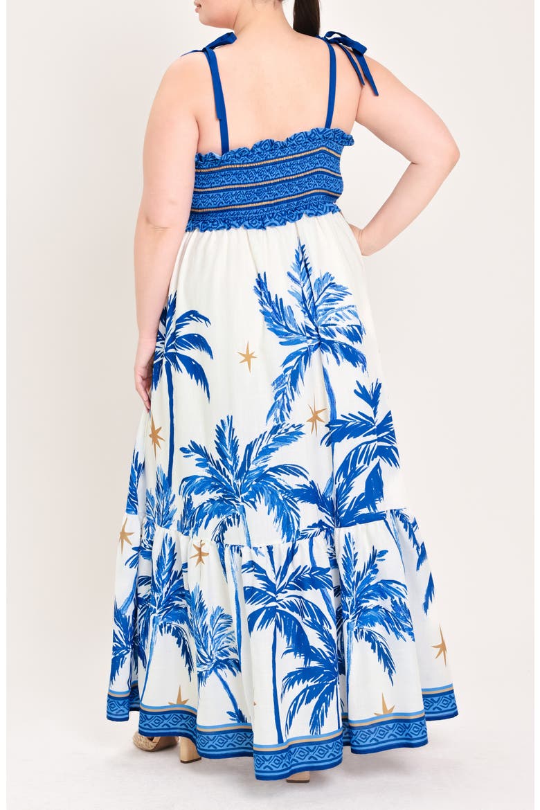 Smocked Tie Shoulder Maxi Dress, Alternate, color, BLUE