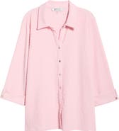 KASPER Ridge Knit Button-Up Shirt