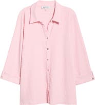 KASPER Ridge Knit Button-Up Shirt