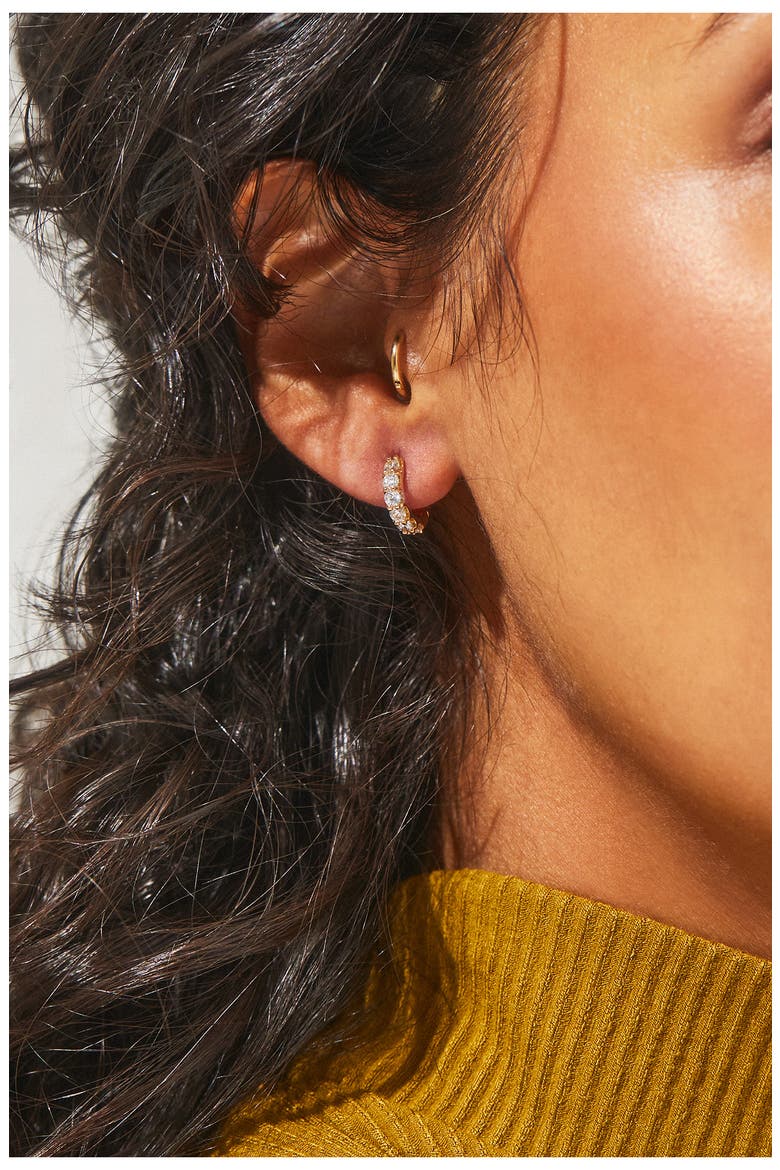 Perfect Cubic Zirconia Huggie Hoop Earrings, Alternate, color, GOLD