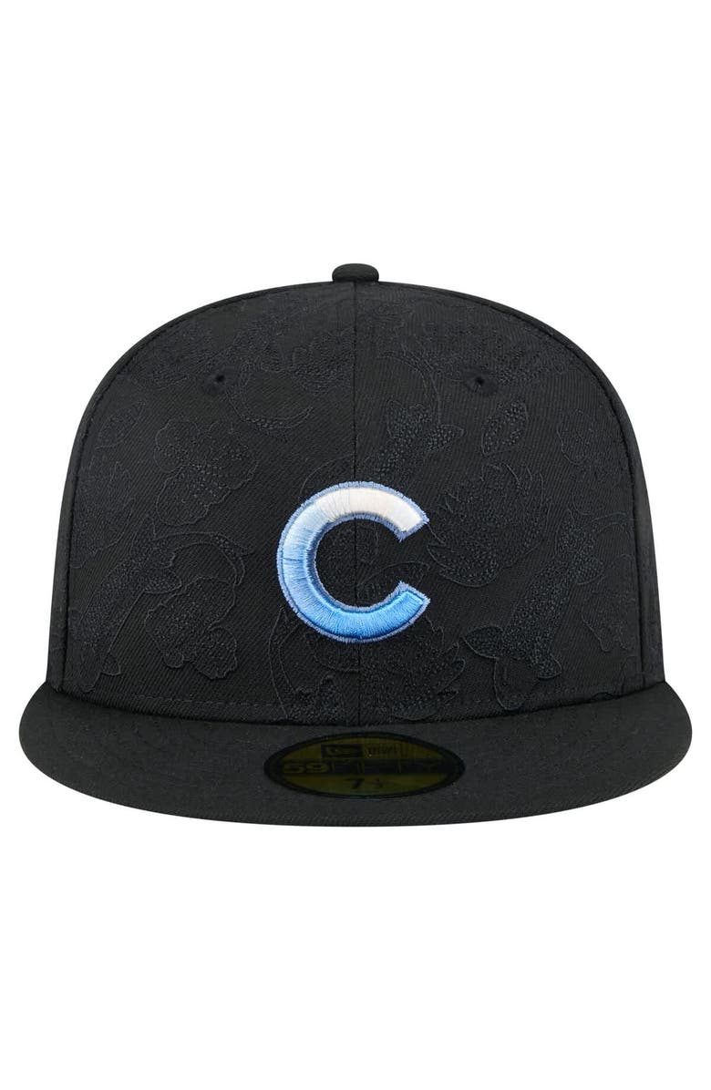 New Era Men's New Era Black Chicago Cubs Tonal Koi 59FIFTY Fitted Hat, Alternate, color,