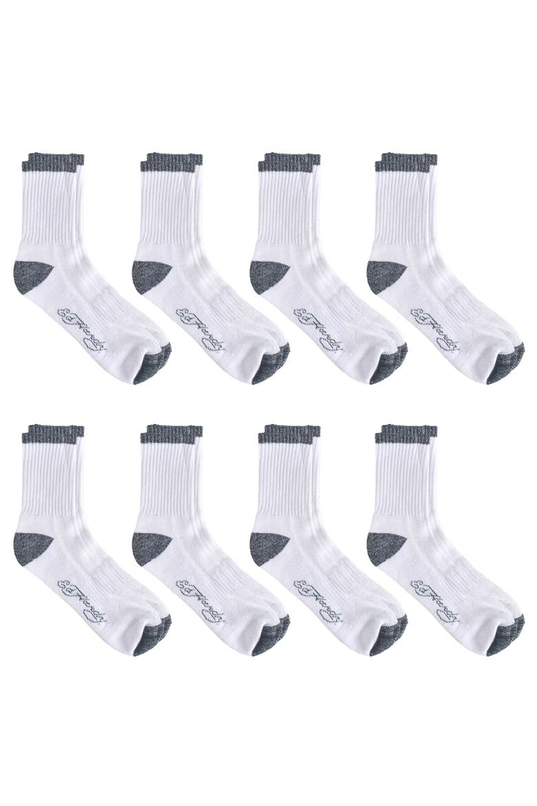 Basic Half Cushion Mid Crew Sock 8-Pack, Alternate, color, White