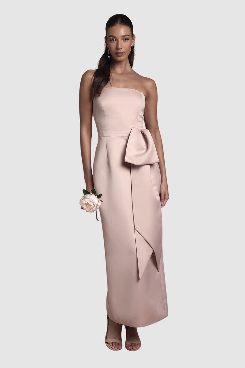 Bandeau Bow-Waist Maxi Dress, Main, color, Blush