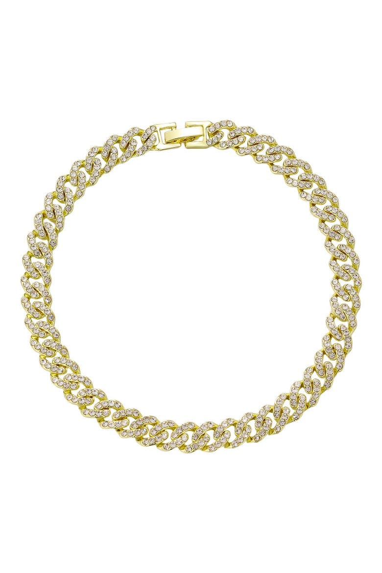 Pavé Curb Chain Anklet, Main, color, GOLD