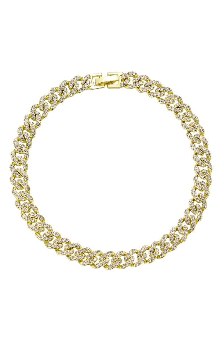 Adornia Pavé Curb Chain Anklet, Main, color, Gold