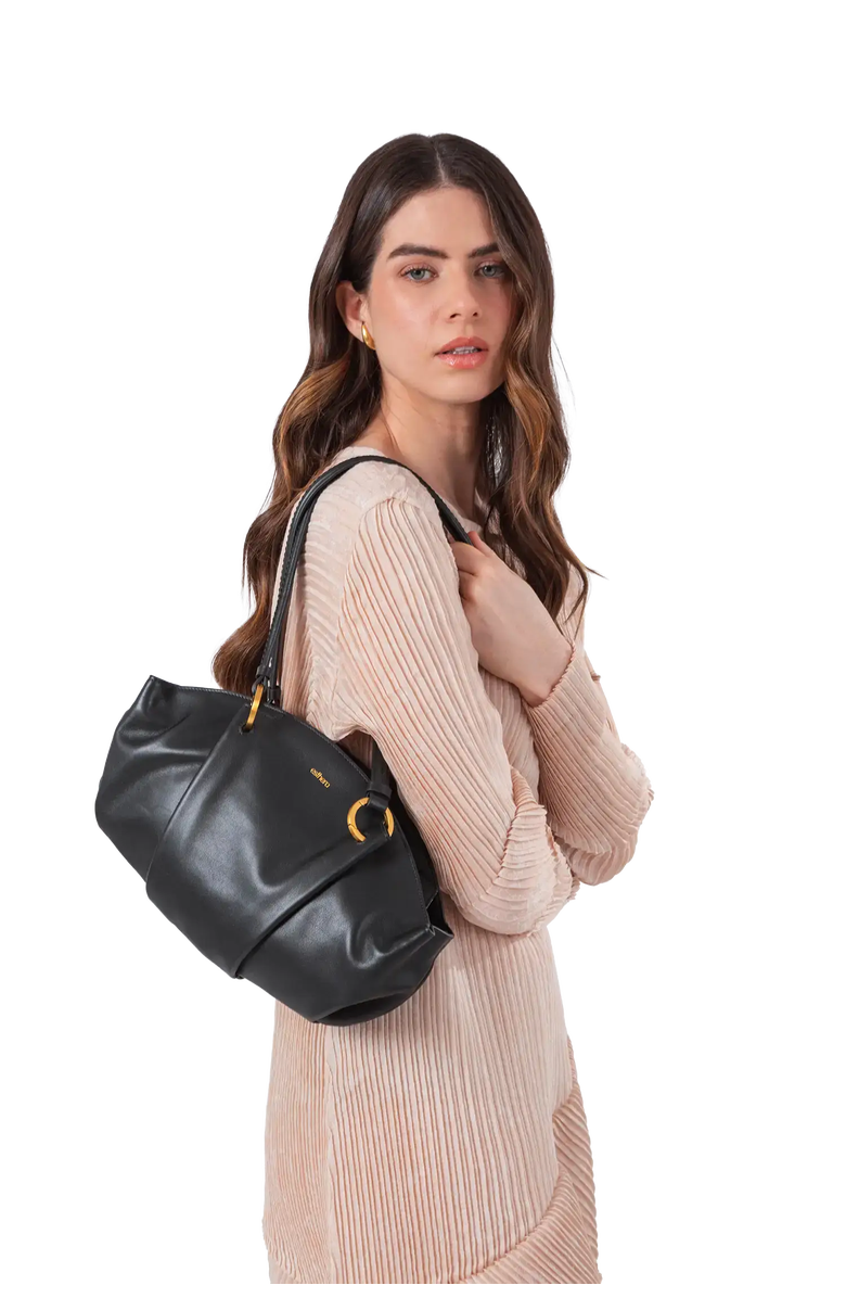 Esthera 0707 Leather Shoulder Bag, Alternate, color, Black