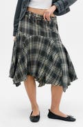 BDG Urban Outfitters Basque Check Cotton Midi Skirt