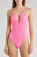 Betsey Johnson Eyelet Cutout One-Piece Swimsuit