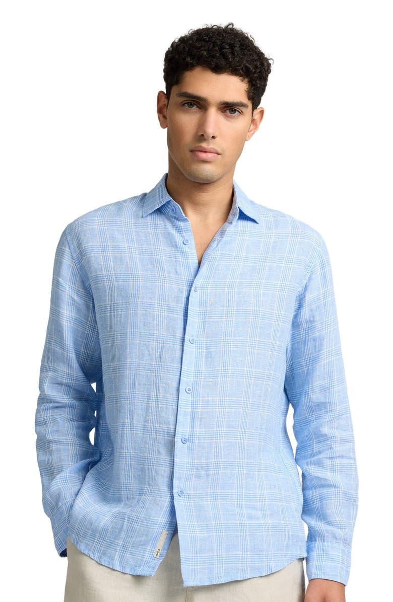 Onia Linen Long Sleeve Shirt, Alternate, color, Blue Multi