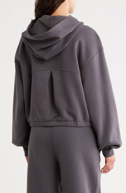 Z By Zella Feather Fleece Cinch Hem Pullover Hoodie In Gray