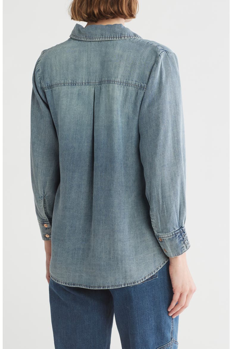 Beaded Front Chambray Button-Up Shirt, Alternate, color, LIGHT BLUE