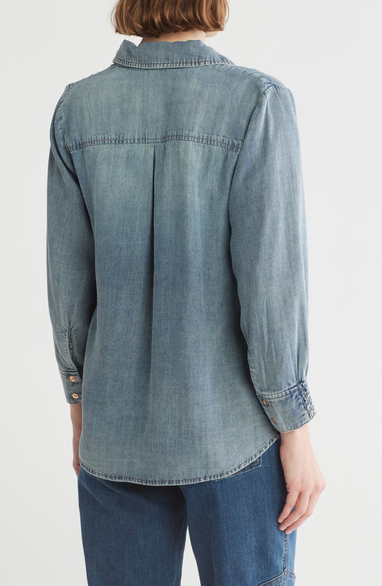 Democracy Beaded Front Chambray Button-Up Shirt, Alternate, color, Light Blue