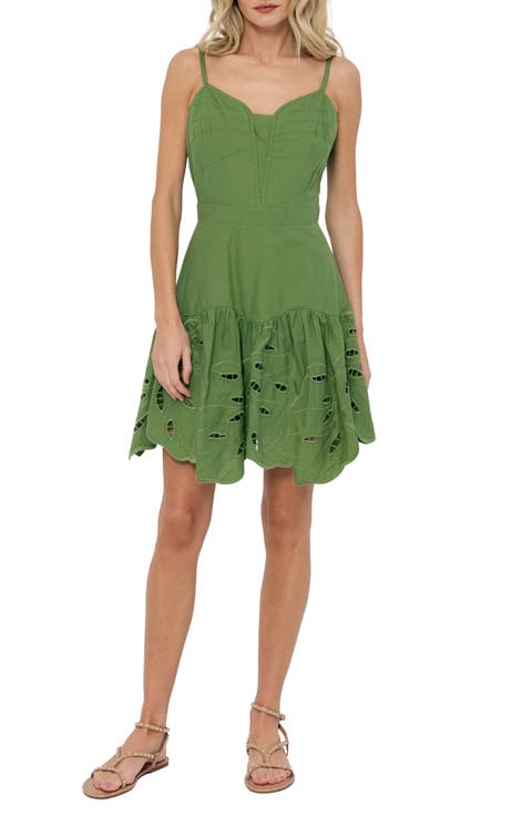 Cathal Tiered Sleeveless Eyelet Cotton Dress