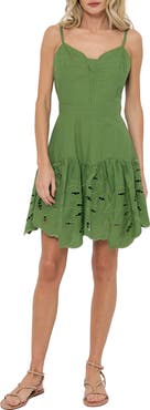 CIEBON Cathal Tiered Sleeveless Eyelet Cotton Dress