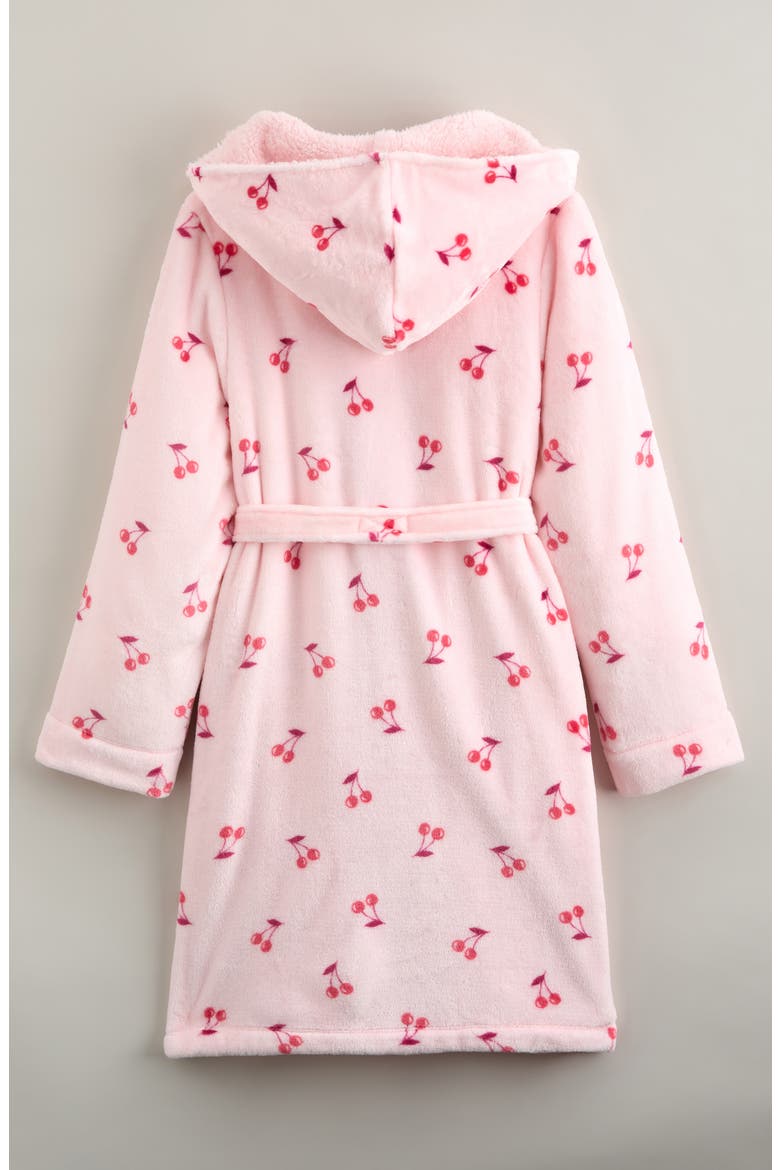 Kids' Hooded Robe, Alternate, color, PINK PURPLE CHERRIES