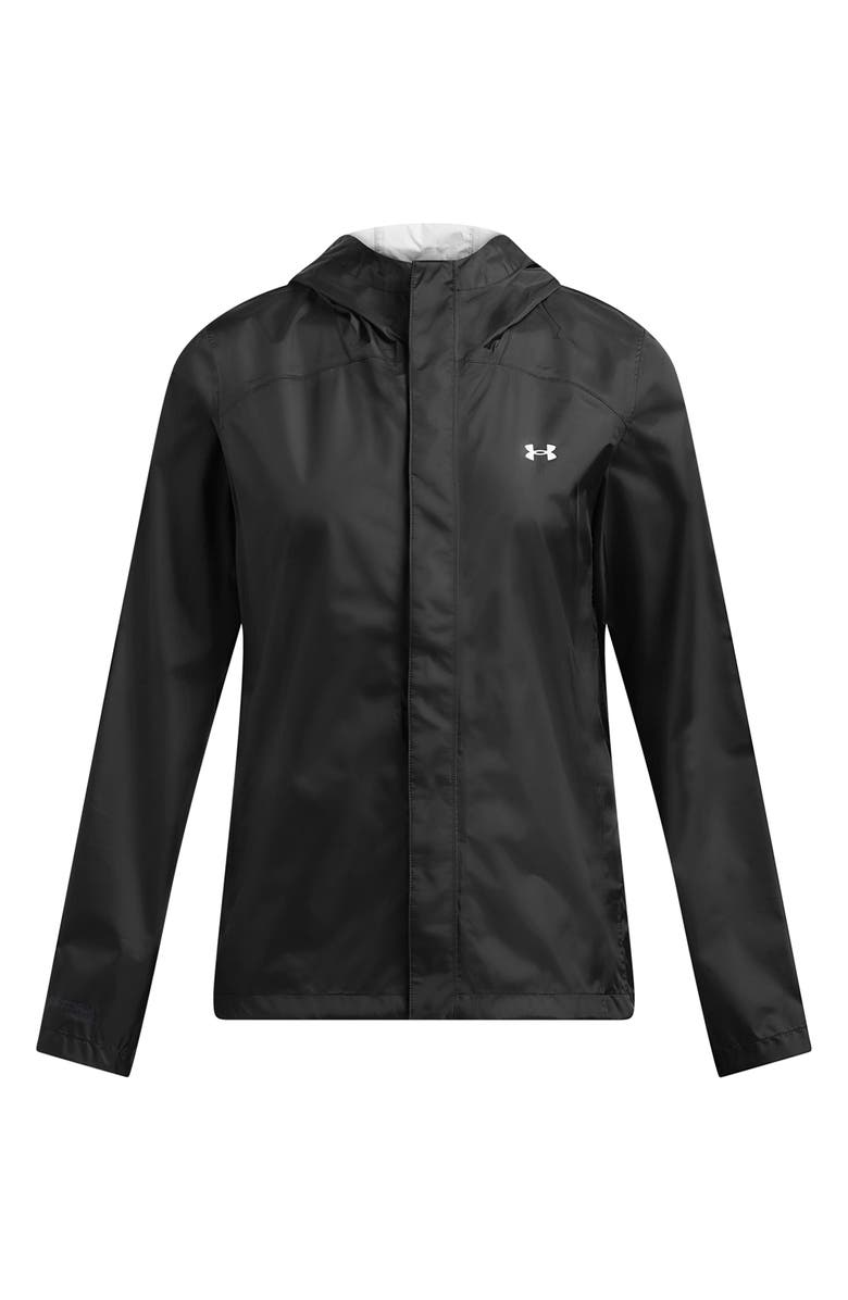 Under Armour Stormproof Cloudstrike 2.0 Waterproof Hooded Jacket, Alternate, color, Black / / White