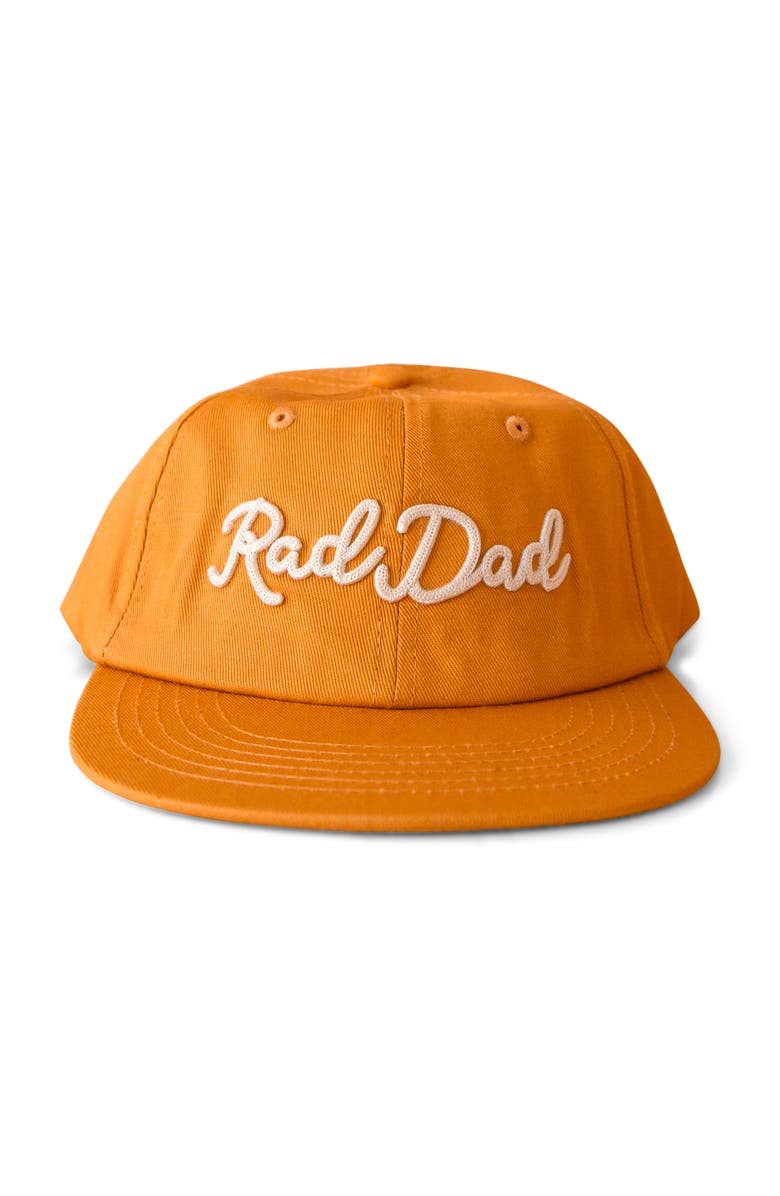 Sunshine Studios Rad Dad Embroidered Flat Brim Hat, Main, color, Orange
