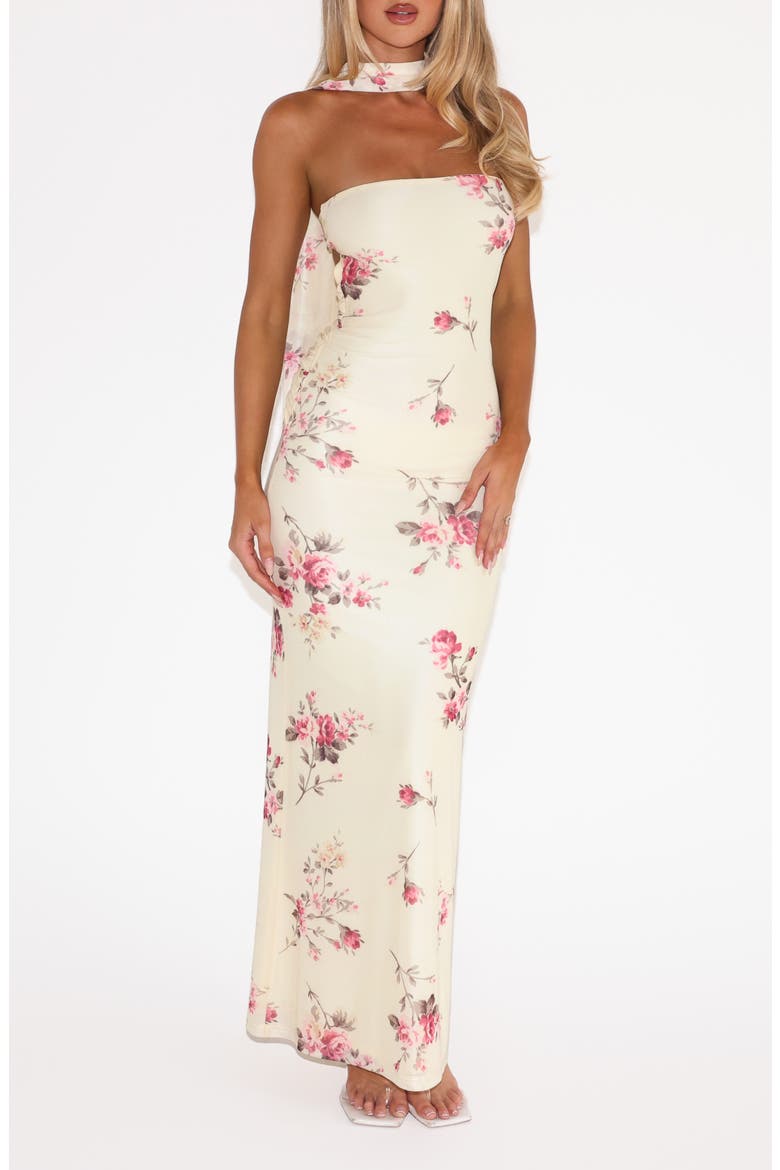Daniela Floral Print Scarf Maxi Dress, Main, color, YELLOW FLORAL