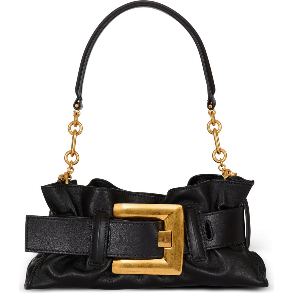 Balmain Mini Anthem Bag In Embossed Crocodile-print Calfskin In Black