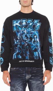 Cult of Individuality Kiss Crewneck Fleece Graphic Sweatshirt