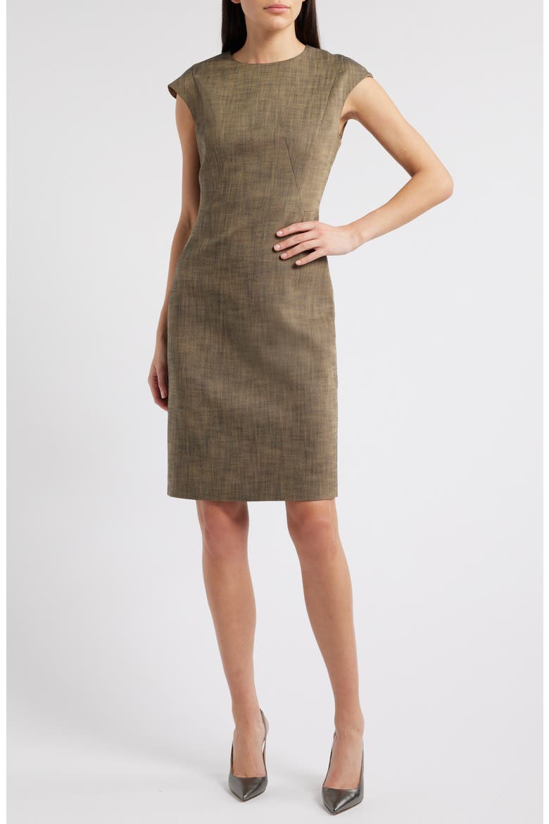 Dironah Sheath Dress, Main, color, TEAK SHARKSKIN