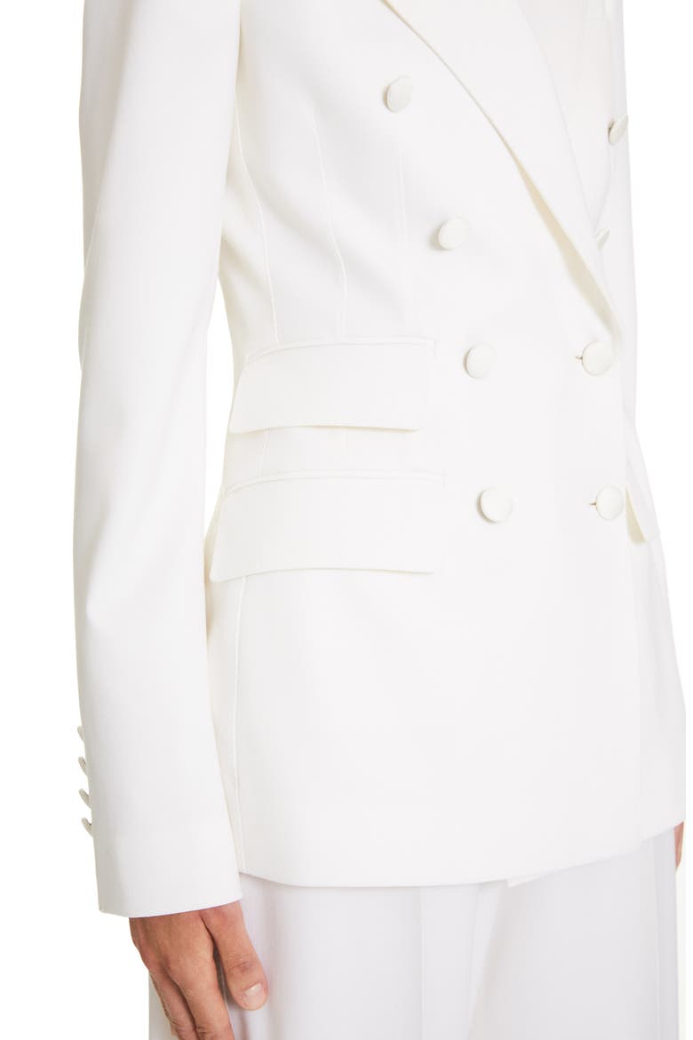 Double Breasted Stretch Wool Blend Jacket, Alternate, color, WHITE