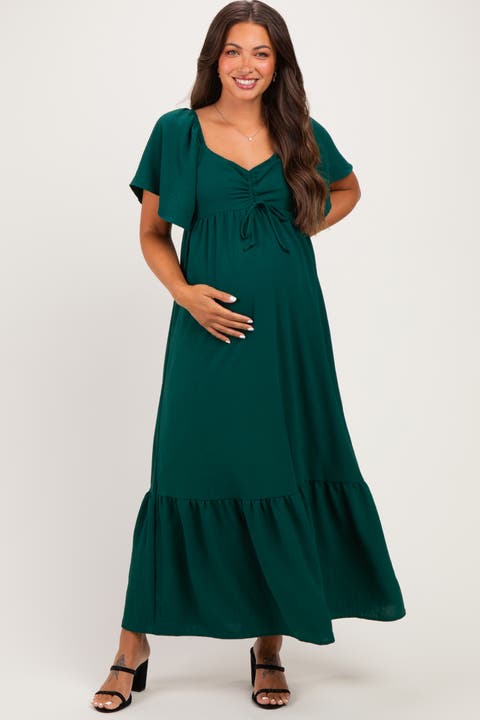 Flutter Sleeve Ruffle Hem Maxi Dress