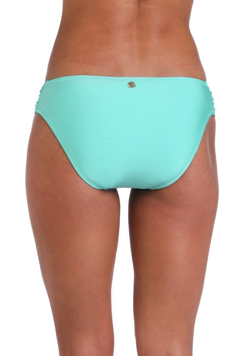 Solids Shirred Side Bikini Bottoms, Alternate, color, SEAGLASS