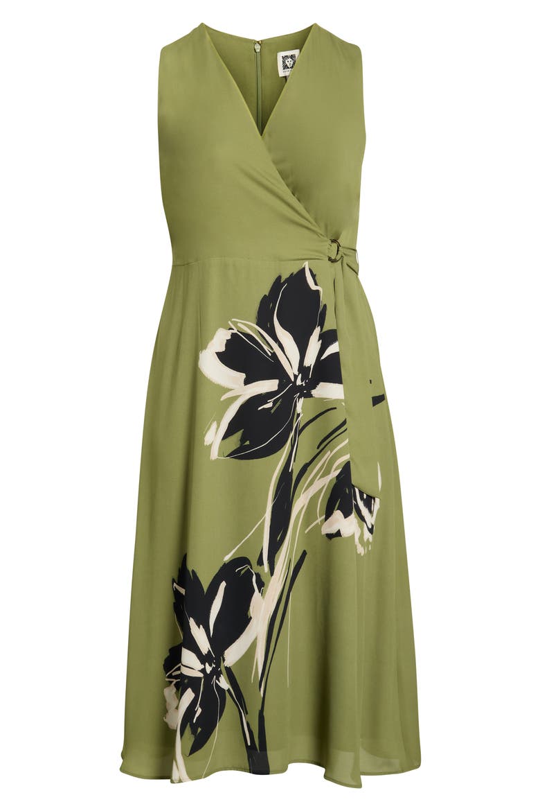 Floral Faux Wrap Midi Dress, Alternate, color, BAY LEAF MULTI