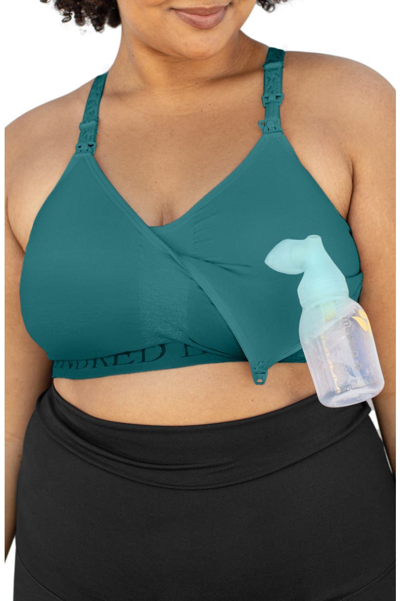 Busty Sublime Hands-Free Pumping & Nursing Sports Bra - Sizing Available in E-I Cup, Alternate, color, TEAL