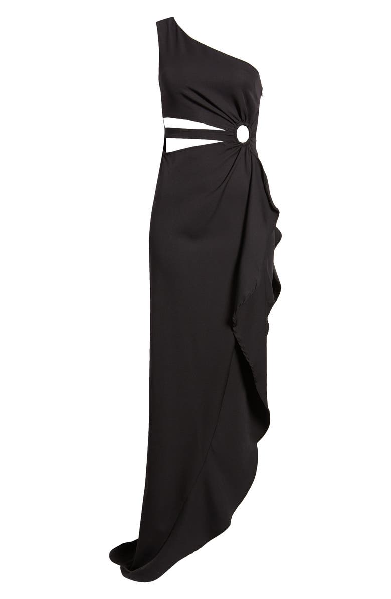 NIKKI LUND Taylor One-Shoulder High-Low Dress, Alternate, color, Black