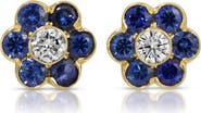Anita Ko Large Flora 18k Gold Sapphire and Diamond Stud Earrings