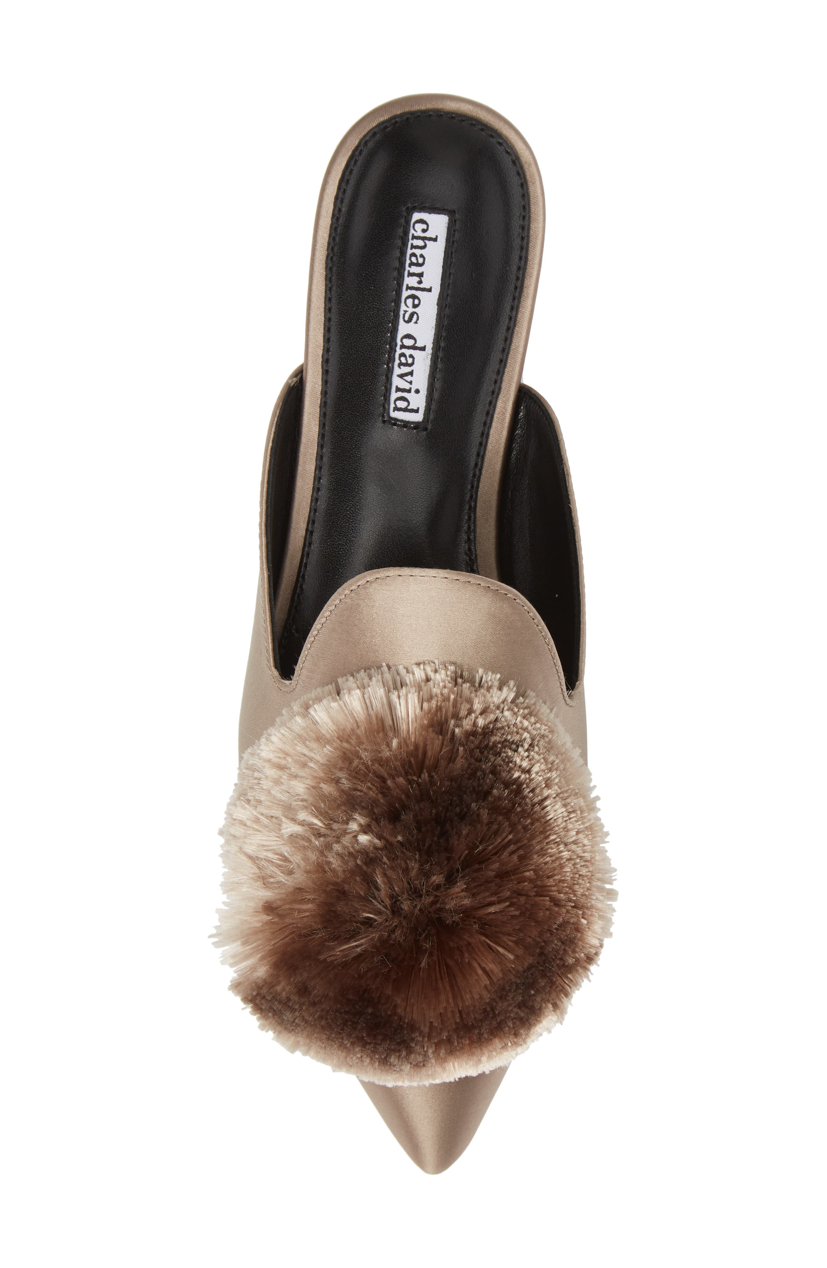 Wella Pompom Loafer Mule, Alternate, color, TAUPE SATIN
