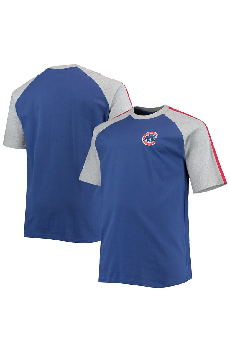 PROFILE Men's Royal/Heathered Gray Chicago Cubs Big & Tall Circular Raglan T-Shirt, Main, color, 