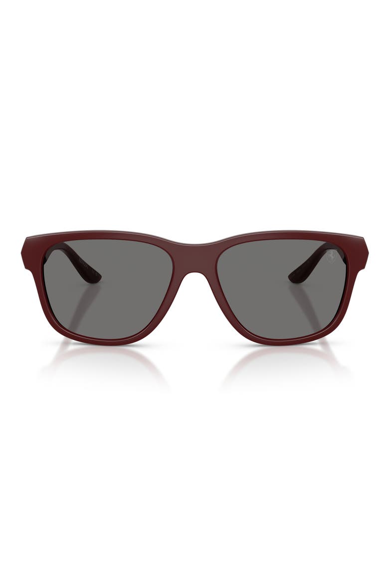 57mm Polarized Pillow Sunglasses, Main, color, RED BORDAUX MATTE / GREY