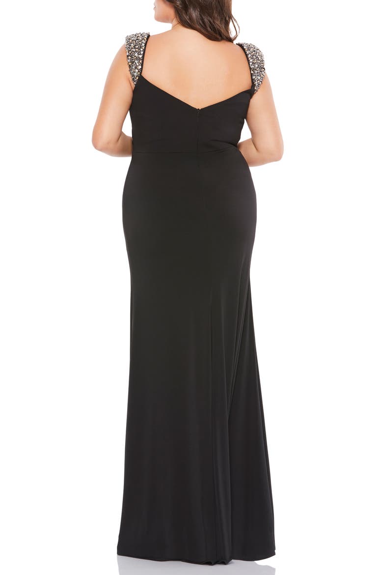 Side Twist Beaded Strap Sweetheart Neck Gown, Alternate, color, BLACK