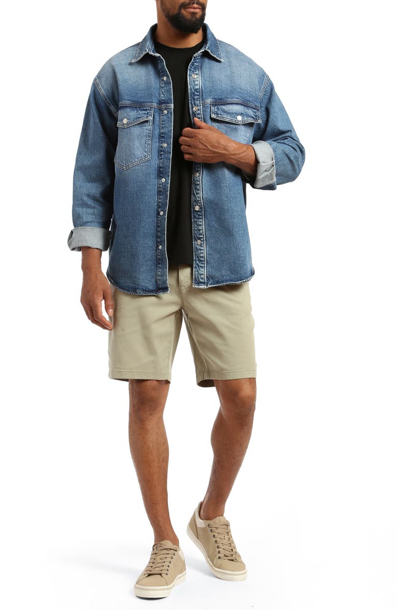 Mavi Jeans Noah Stretch Twill Flat Front Chino Shorts, Alternate, color, Sea Grass Luxe Twill