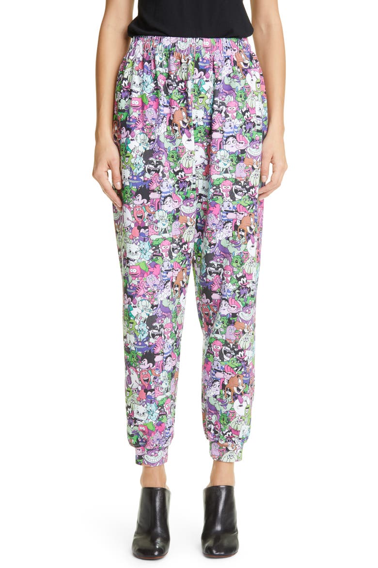 Cartoon Mania Print Ankle Joggers, Main, color, MULTICOLOR/ HOT