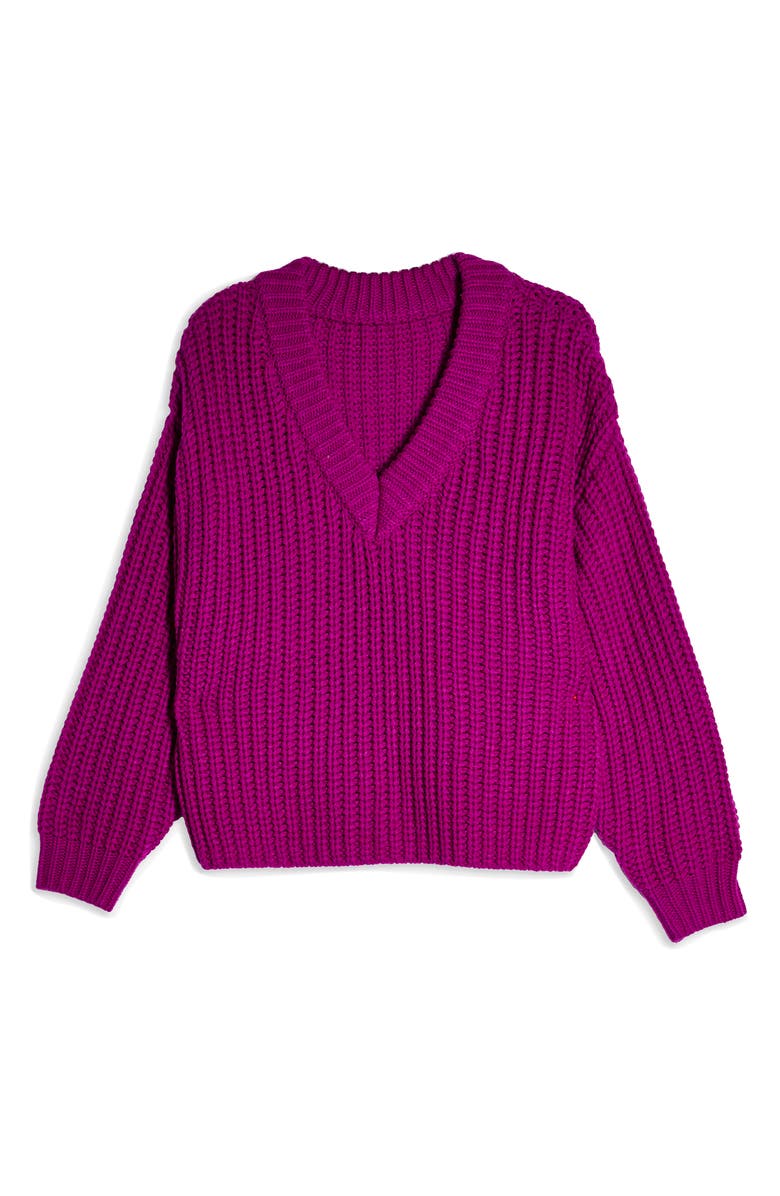 Topshop Oversize V-Neck Sweater, Alternate, color, 