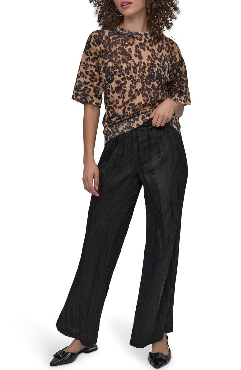 DKNY Cheetah Print Short Sleeve Sweater, Alternate, color, 