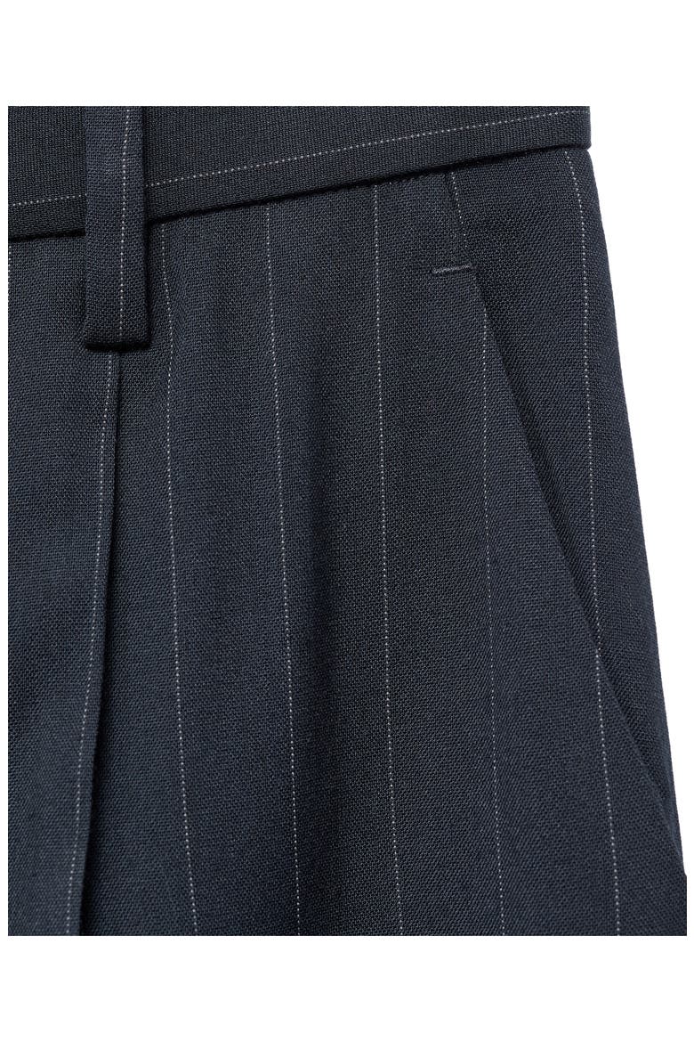 Selection Pinstripe Pleat Front Straight Leg Pants, Alternate, color, NAVY