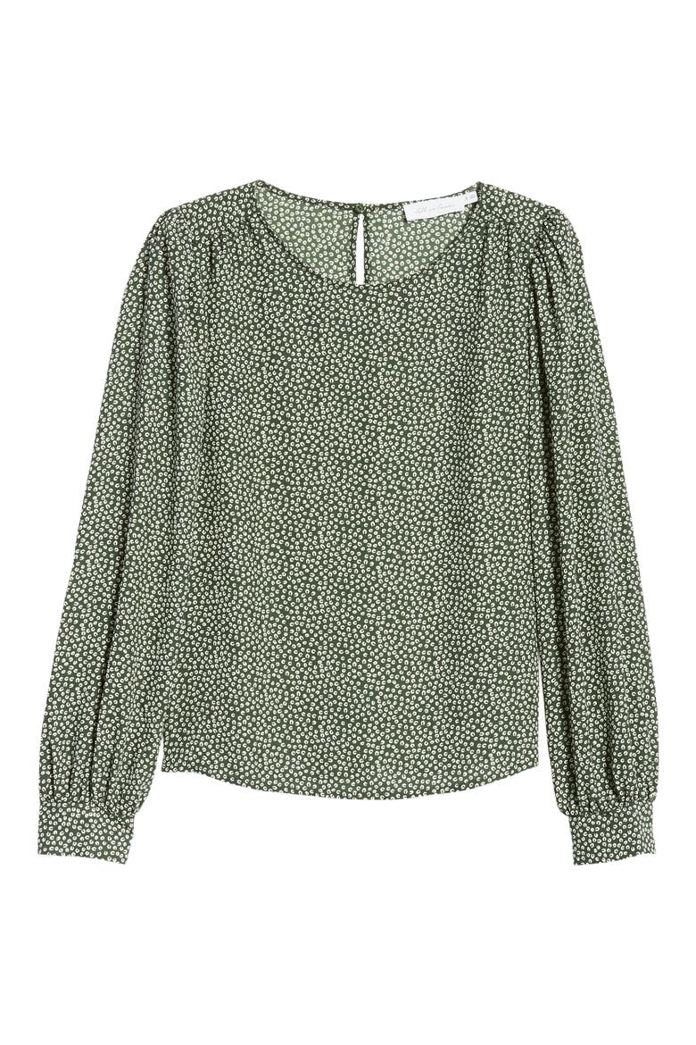 Print Blouse, Alternate, color, GREEN MINI FLORAL