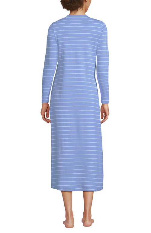 Lands' End Cotton Long Sleeve Midcalf Nightgown In Blue