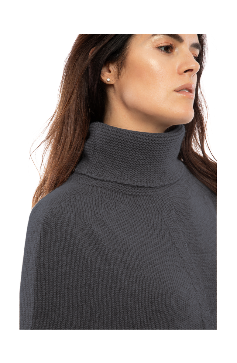 Monticelli Cashmere Pure Cashmere Turtleneck Poncho, Alternate, color, Charcoal