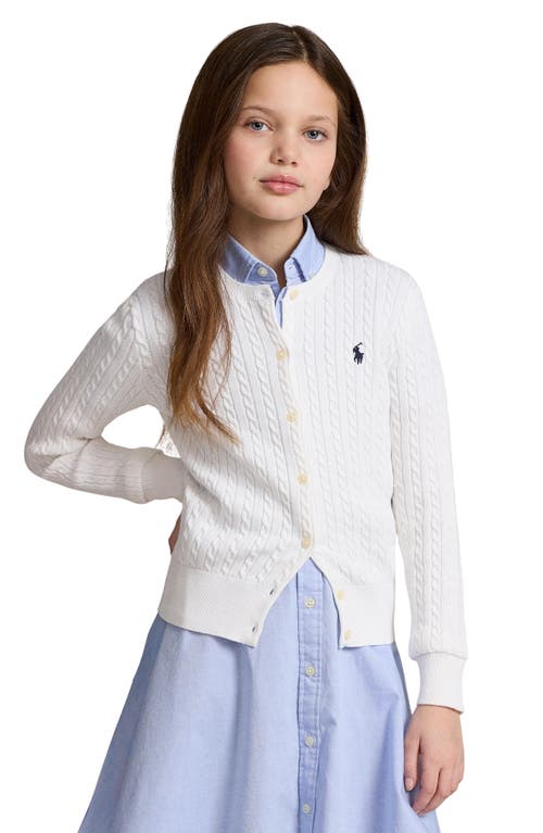 Polo Ralph Lauren Toddler Girls Cable-knit Cotton Cardigan In White