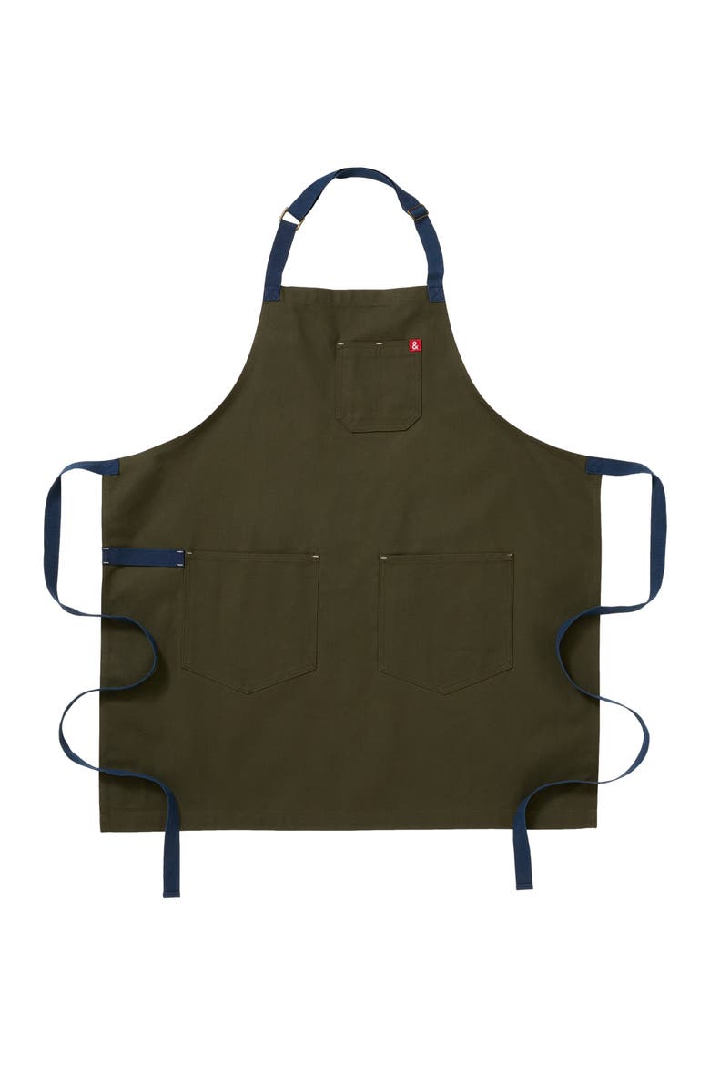 The Essential Apron - Olive Green Navy Straps, Main, color, Olive