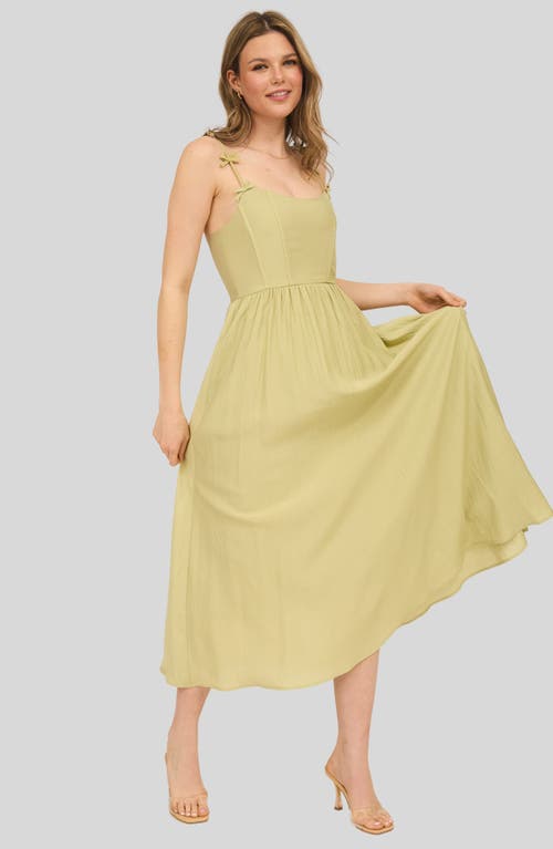 BLU PEPPER BLU PEPPER CORSET BOW STRAP MIDI SUNDRESS 