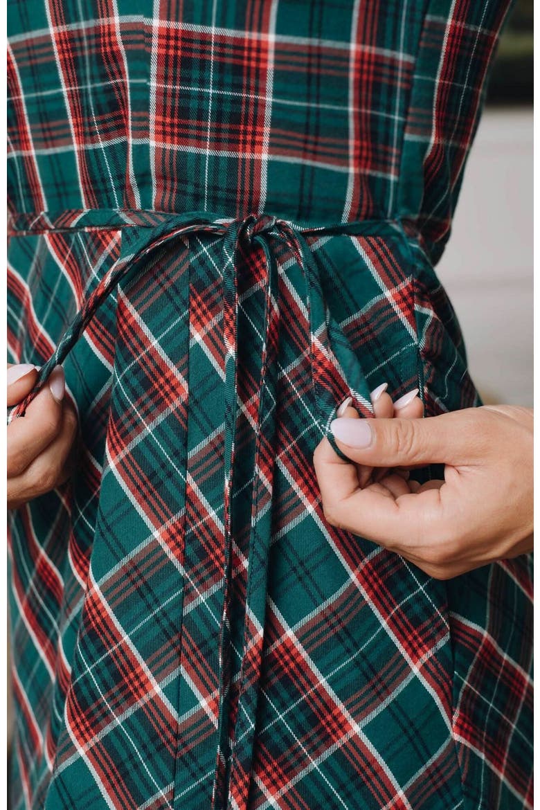 Women's Organic Sweetheart Dress, Alternate, color, Festive Green Plaid